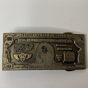 Vtg 1974 Lewis Buckle Co. Belt Chicago Reserved For Patriots “$100 Bill”